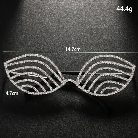 Fashion Geometric Rhinestone Glasses Frames For Women Men Music Festival Party Decorative Eyewear Copper Alloy Crystal Rhinestone Non Lens Glasses Frame