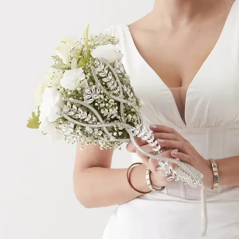 Luxe Strass Bruidsscepter Handboeket Legering Kristal Romantisch Bruiloft Feest Fotografie Prop Wand Voor Vrouwen Bruid