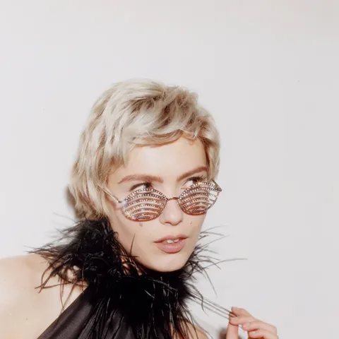 Fashion Geometric Rhinestone Glasses Frames For Women Men Music Festival Party Decorative Eyewear Copper Alloy Crystal Rhinestone Non Lens Glasses Frame