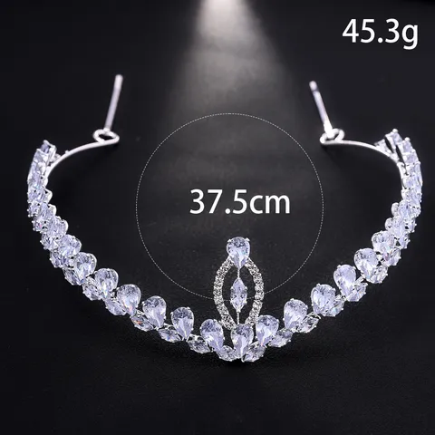 Luxus Zirkonia Tränenform Brautkrone Glänzende Strass Hochzeit Tiara Elegante Party Prinzessin Kopfschmuck Für Braut Damen Schmuck