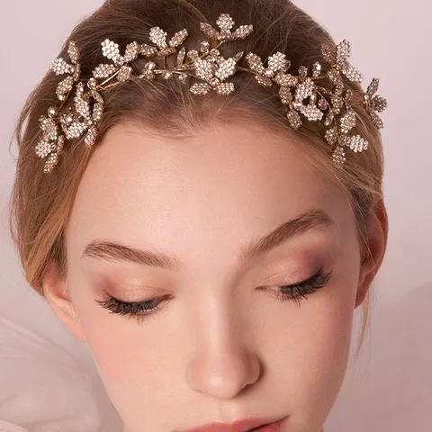 Elegant Blumen Strass Haarreif Für Damen Gold Silber Legierung Kristall Haarreif Braut Hochzeit Party Kopfschmuck Haar Zubehör