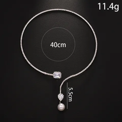 Luxury Rhinestone Waterdrop Artificial Pearl Choker Necklace For Women Elegant Inlaid Alloy Open Collar Necklace Jewelry Gift