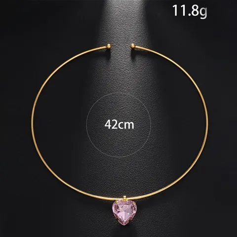 Collana Girocollo Choker Con Ciondolo A Cuore In Rame E Strass Stile Europeo E Americano Elegante Anello Da Collo A Torsione Aperta In Metallo Fermaglio Gioielli Pendente Ornamento Accessorio Regalo Per Donne Festa