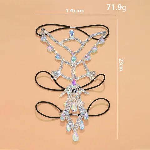 Exaggerated Alloy Rhinestone Leg Chain Hollow Geometric Body Chain Elastic Thigh Harness Jewelry For Women Stage Belly Dance