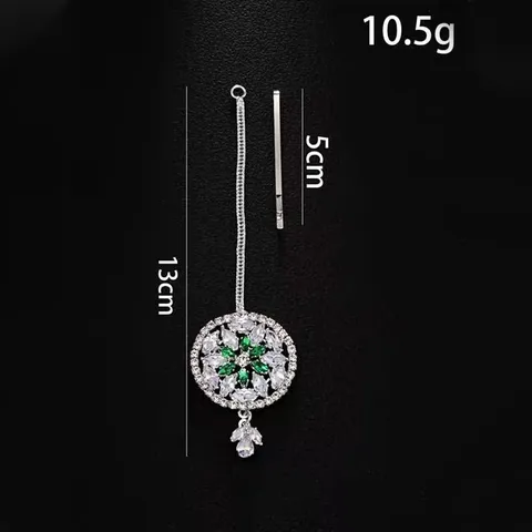 Chaîne de Cheveux Fleur Vintage pour Femmes Cuivre Zirconia Chaîne de Front Coiffe Indienne Traditionnelle Bijoux Ethniques à Frange en Goutte d'Eau Cadeau