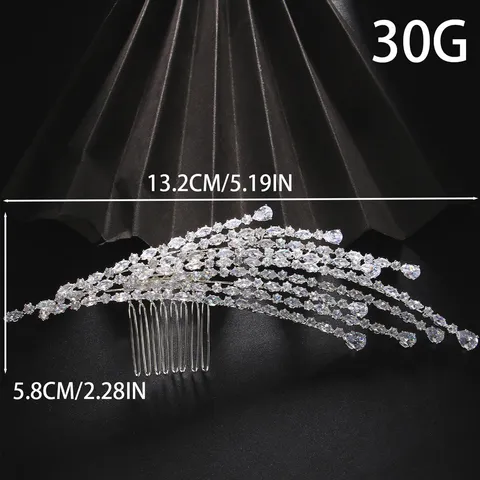 Luxurious Bridal Zirconia Hair Comb Leaf Tassel Headpiece Wedding Prom Party Women Jewelry Gold Silver Plated Hair Accessory