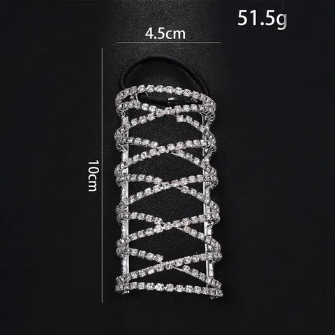 Elegant Crisscross Rhinestone Ponytail Hair Tie Luxurious Copper Hair Ring Elastic Hair Band Geometric Headwear Accessories For Women Daily Commute