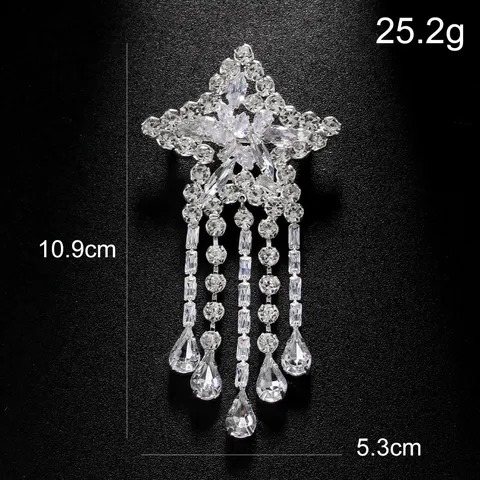 Luxus Strass Stern Quasten Ohrhänger Für Damen Elegante Lange Kette Legierung Ohrringe Mit Edelstahl Ohrringpfosten Schmuckset