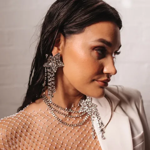 Luxus Strass Stern Quasten Ohrhänger Für Damen Elegante Lange Kette Legierung Ohrringe Mit Edelstahl Ohrringpfosten Schmuckset