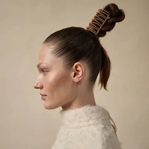 Elegant Crisscross Rhinestone Ponytail Hair Tie Luxurious Copper Hair Ring Elastic Hair Band Geometric Headwear Accessories For Women Daily Commute