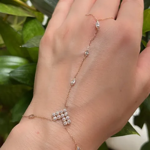 Herzförmiges Ring-Verbundenes Armband Einfache Strass Handkette Schmuck Für Braut Hochzeit Damen Geschenk Gold Silber