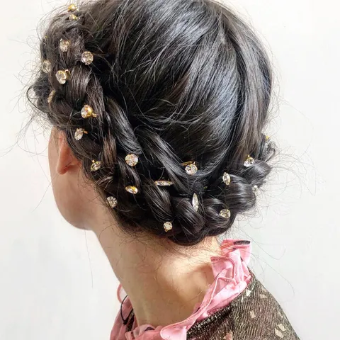 Horquilla de Cobre con Diamantes de Imitación de Moda Coreana Pasador de Pelo Lateral Geométrico Simple Elegante Adornos para el Cabello para Mujeres