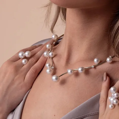 Elegante Gargantilla Abierta de Aleación con Strass y Perlas Artificiales para Boda Novia Collar de Lujo Joyería de Regalo para Mujer
