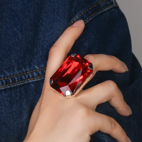 Minimalist Legierung Strass Quadrat Offener Ring Für Damen Verstellbar Geometrisch Statement Ring Galvanisiert Mode Schmuck Geschenk