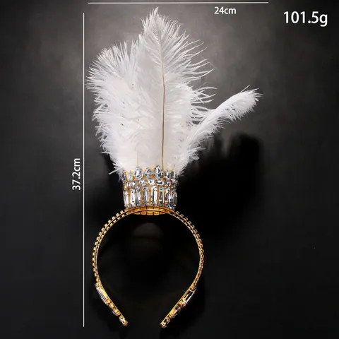 Gotische Übertriebene Feder Krone Kopfschmuck Für Damen Strass Königin Tiara Abschlussball Party Hochzeit Festzug Haarschmuck