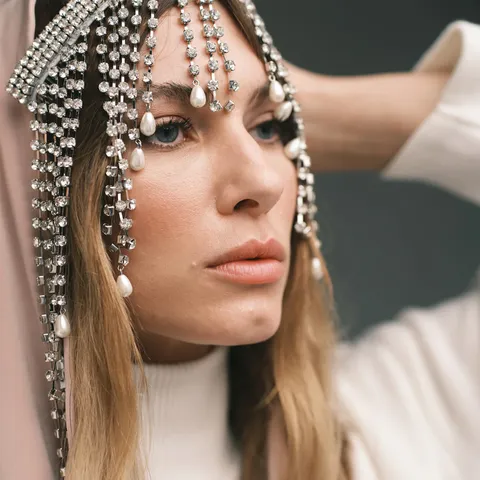 Elegante Cadena para el Cabello con Flecos de Strass para Mujer Tocado Largo de Borlas Joyería para el Cabello Fiesta Boda