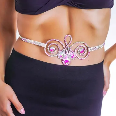 Sexy Colorful Rhinestone Waist Chain For Women Hollow Out Belly Dance Belt Bikini Body Chain Stage Performance Jewelry