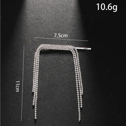 Minimalist Alloy Rhinestone Tassel Hair Clip Fashion Geometric Electroplated Chain Long Fringe Bobby Pin For Women Daily Party Jewelry Gift