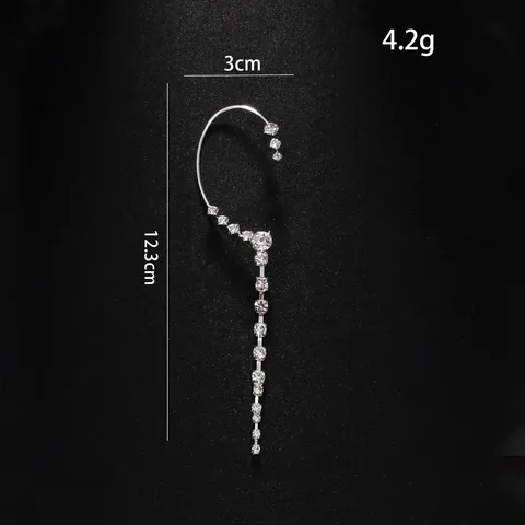 Nischen Design Leichter Luxus Strass Lange Quaste Ohrklemme Für Damen Einzigartige Ohrringe Ohne Ohrlöcher Mode Schmuck Geschenk