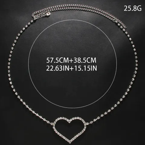 Catena a Vita Sexy a Cuore con Strass per Donna Catena per il Corpo Semplice in Rame Gioielli da Spiaggia Estivi Accessorio Festa