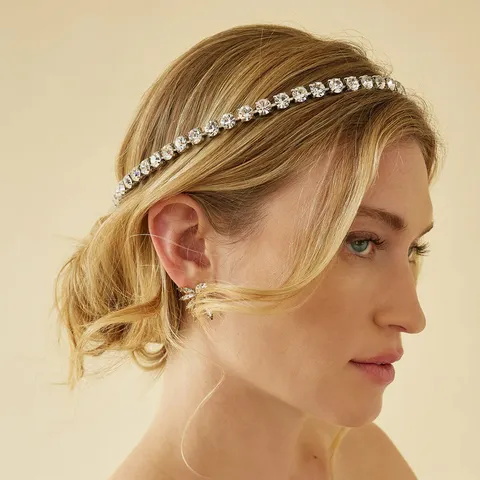 Französischer Retro Strass Haarreif Für Damen Minimalistisch Kupfer Gold Silber Galvanisiert Geometrischer Haarschmuck Hochzeit Braut Kopfschmuck