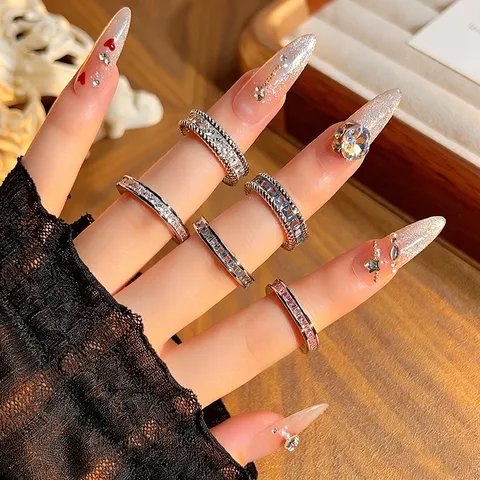 Luxe Koperen Zirconia Verstelbare Open Ring Vierkante Slijpvorm Rijdiamant Vingerring Minimalistische Sieraden voor Vrouwen