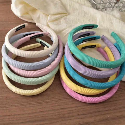 Korean Minimalist Diagonal Striped Sponge Headband Narrow Edge Padded Hairband Textured Soft Elegant Headwear For Women Girls Everyday Accessories