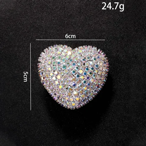 Bague Ouverte en Forme de Cœur de Luxe avec Strass pour Femmes Cristal AB Coloré Plaqué Or Argent Bague Ajustable Bijoux de Mode