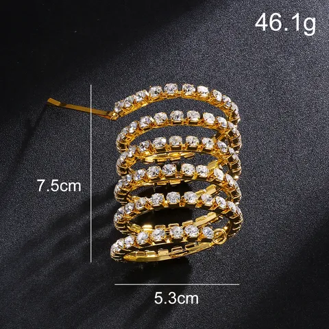 Manchette de Cheveux Spirale en Cuivre Strass Tendance Porte Queue de Cheval Cristal Multicouche Bijoux de Tête Élégants pour Femmes