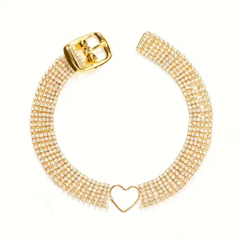 Fashion Multilayer Rhinestone Belt Buckle Anklet For Women Sexy Beach Heart Charm Alloy Inlaid Rhinestone Ankle Bracelet Accessory