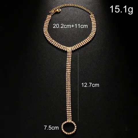 Cavigliera con Anello a Punta in Strass per Donna Placcata Oro Argento Catena da Piedi da Spiaggia Bohemian Sexy Cavigliera Geometrica Multistrato Gioielli Regalo