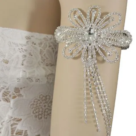 Moda Fiore Strass Lunga Nappina Catena da Braccio Per Donna Sposa Estiva Lega Galvanica Bracciale da Braccio Gioielli