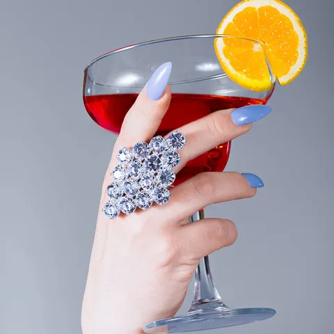 Bague Ouverte Géométrique à Strass à la Mode pour Femmes Bague en Alliage Réglable Personnalisée Bijoux de Grappe Minimalistes Cadeau