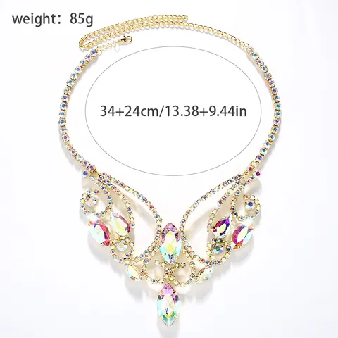 Exotic Heavy Rhinestone Choker Necklace For Belly Dance Stage Performance Wedding Party Jewelry Women Accessories