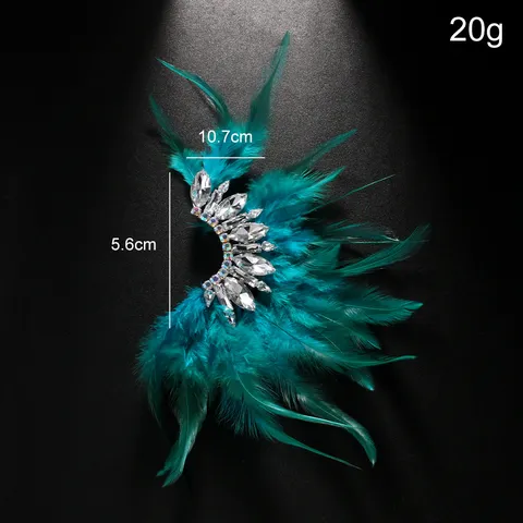 Böhmisch Übertriebener Strass Feder Ohrclip Groß Fächerförmig Ohne Piercing Legierung Ohrringe Damen Statement Schmuck