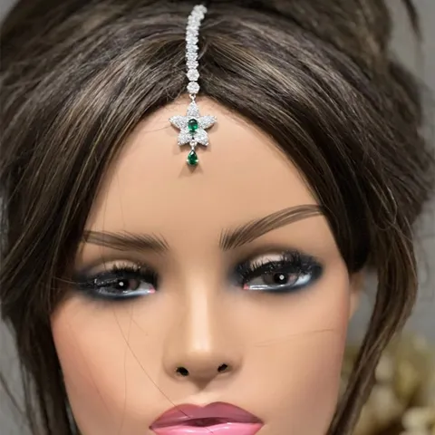 Chaîne de Front Style Indien Fleur Strass Bijou de Tête Femme Mariage Fête Ethnique Chaîne de Cheveux en Alliage