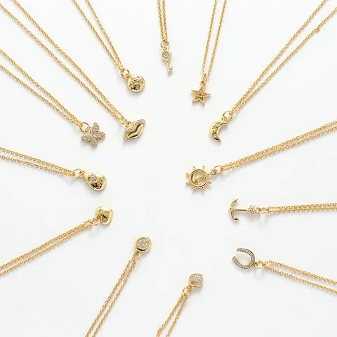Minimalistische Kupfer Vergoldete Anhänger Halskette Für Damen Schmetterling Herz Anker Schlüssel Stern Strass Halskette Schmuck