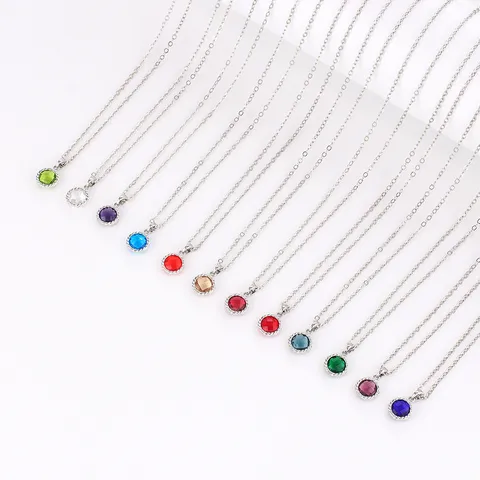 Collana con Pendente in Zircone di Rame e Pietra Portafortuna Placcata in Oro e Argento Ciondolo Mese Regalo di Gioielli per Donna