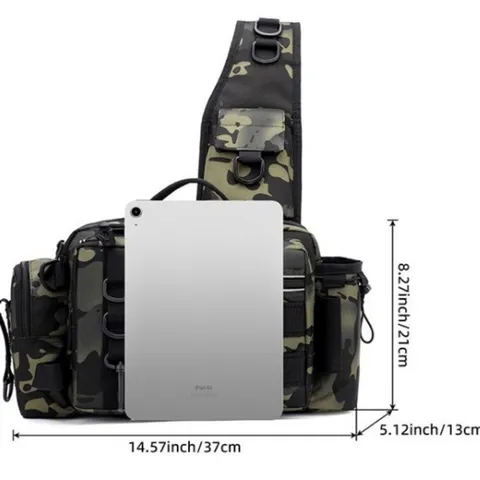 Sac de Leurre de Pêche en Tissu Oxford Multifonctionnel Extérieur Décontracté Poitrine Taille Sac Bandoulière Sac de Matériel de Pêche