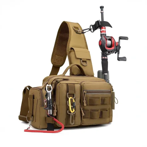 Multifunctional Tactical Fishing Bag Waterproof Oxford Cloth Outdoor Sports Storage Equipment Shoulder Chest Crossbody Bag