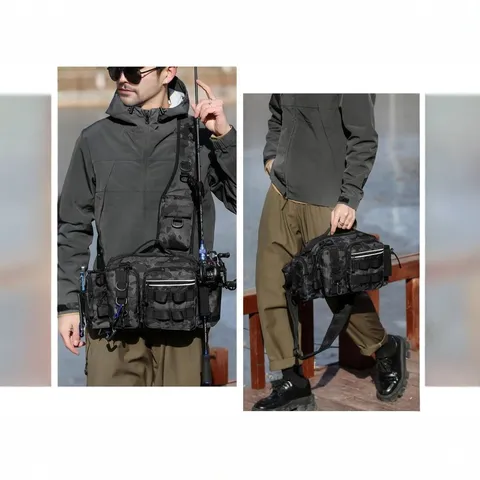 Multifunctional Tactical Fishing Bag Waterproof Oxford Cloth Outdoor Sports Storage Equipment Shoulder Chest Crossbody Bag