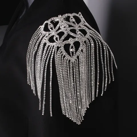 Spalline con Nappa in Strass da Donna Catena da Spalla Retro Abito Vestito Spilla Decorativa Accessori Moda Gioielli