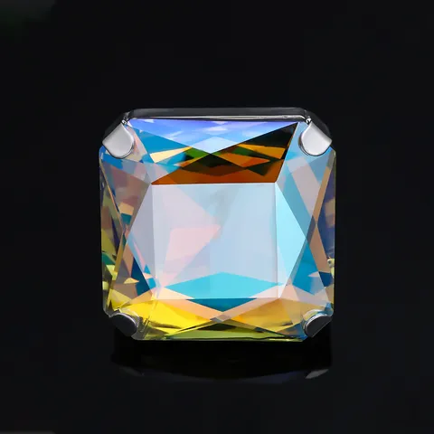Bague Ouverte Carrée en Strass Vintage pour Femmes Géométrique Réglable Fête de Mariage Bijoux de Doigt