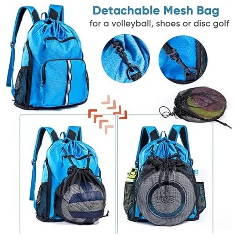 Grote Capaciteit Reizen Strand Rugzak Waterdicht Trekkoord Sport Gym Tas Voor Zwemmen Basketbal Unisex Polyester