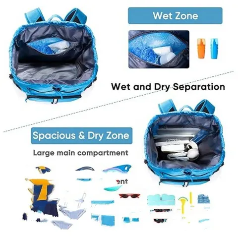 Grande Zaino da Spiaggia Impermeabile in Rete Viaggio Sport Zaino Con Scomparto per Scarpe Per Palestra Nuoto Asciugamani