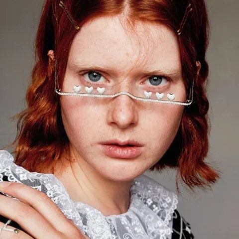 Fashion Rhinestone Heart Glasses Frame Alloy Rhinestone Lensless Party Glasses For Women Face Accessories