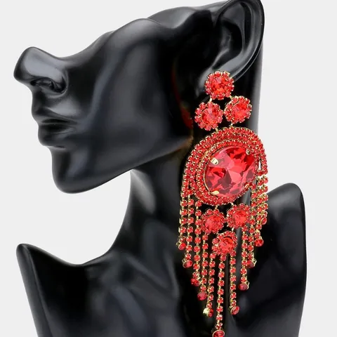 Boucles d'Oreilles Tombantes à Glande en Strass Exagérées pour Femmes Alliage Cristal Fleur Longue Frange Bijoux Déclaration Cadeau