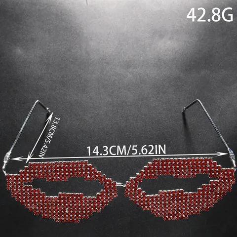 Exaggerated Lip Shape Rhinestone Party Glasses Frame Fashion Metal Decorative Eyewear For Street Snap Women Jewelry