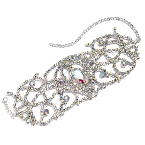 Catena da Braccio in Strass alla Moda Bracciale in Cristallo a Goccia Traforato per Donne Festa Gioielli per il Corpo Lucido