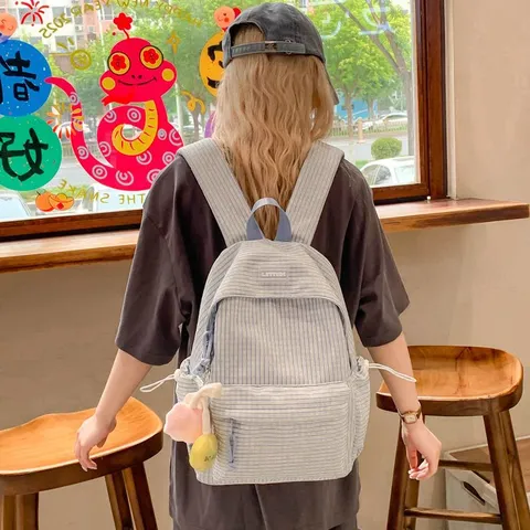 Korean Style Plaid School Backpack Casual Travel Laptop Daypack Large Capacity Cute School Bag For Girls